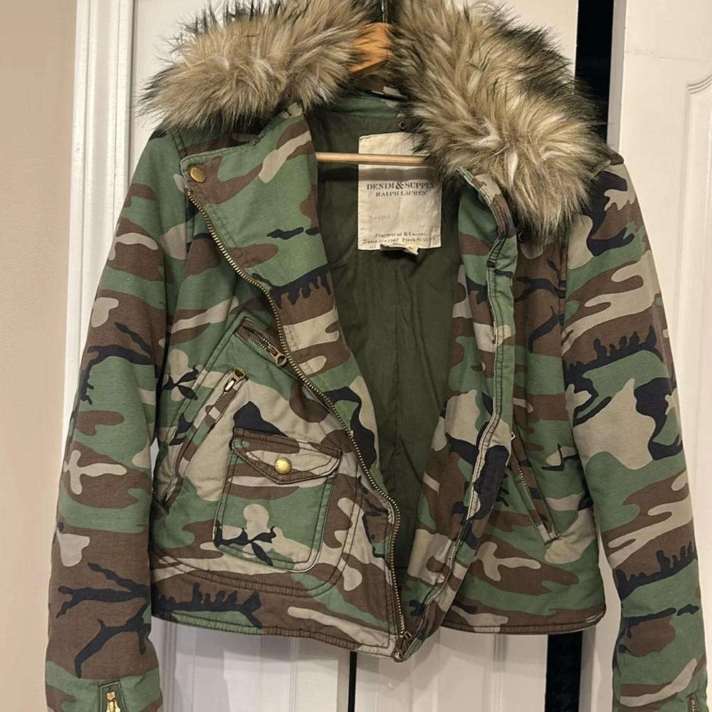 Ralph Lauren Camouflage Moto Cropped Jacket - Picture 3 of 4